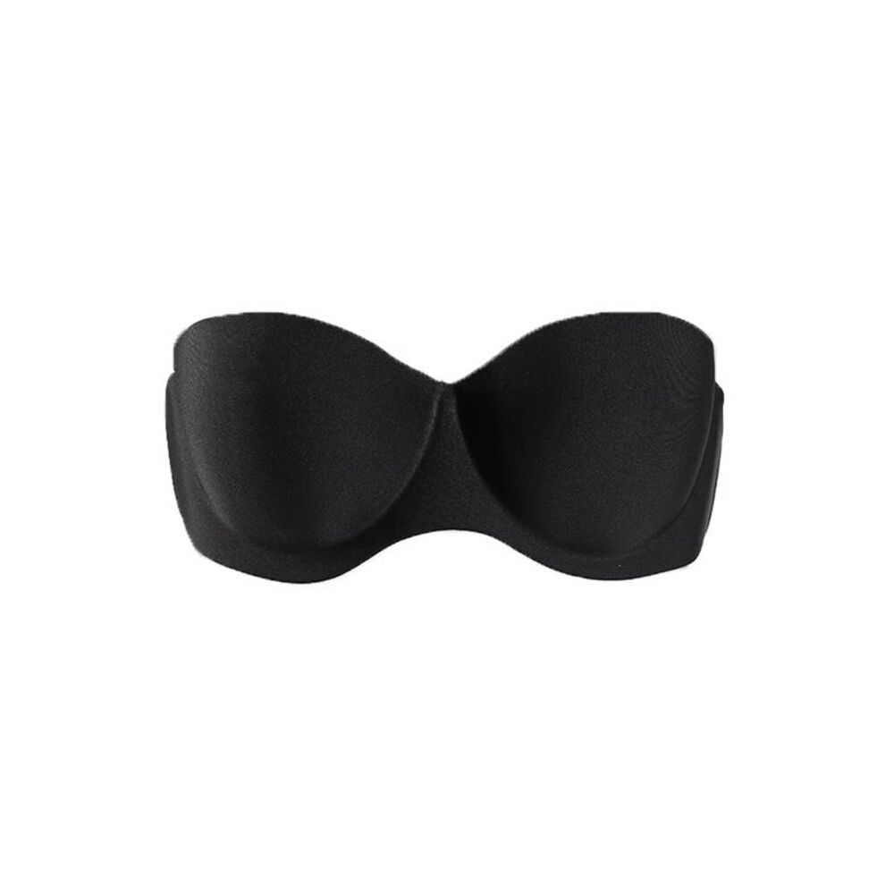 Women Strapless Invisible Padded Push Up Underwire Bra Black